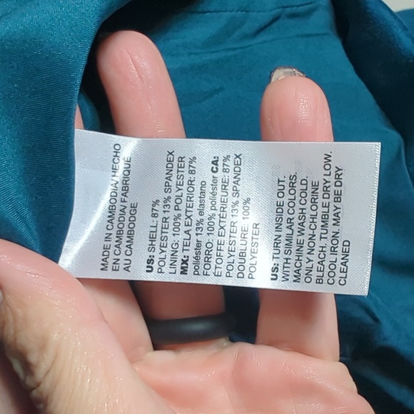 Chico's Women's Jacket Blue Teal Faux Suede Moto Zip Front Pockets Plus Size 14 - Picture 9 of 11